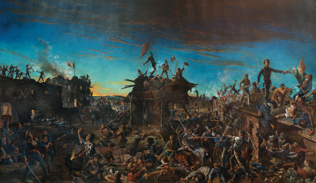 Painting of Battle of the Alamo, Dawn at the Alamo.